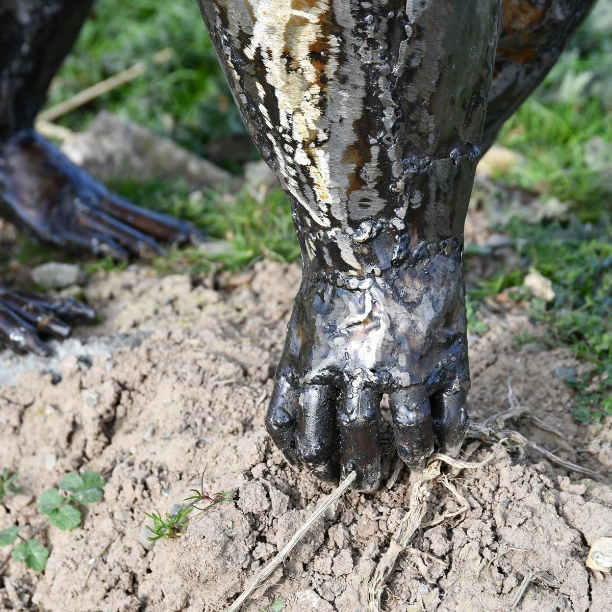 Close-up of the Feet on the Recycled Steel Anteater Sculpture