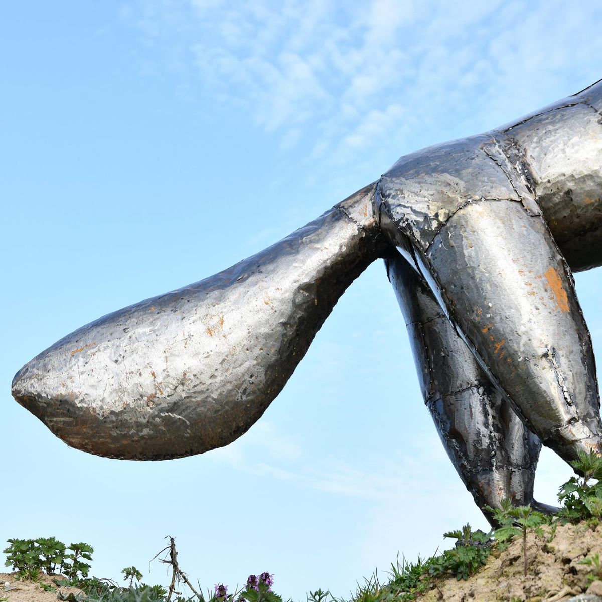 View of the Back of the Recycled Steel Anteater Sculpture
