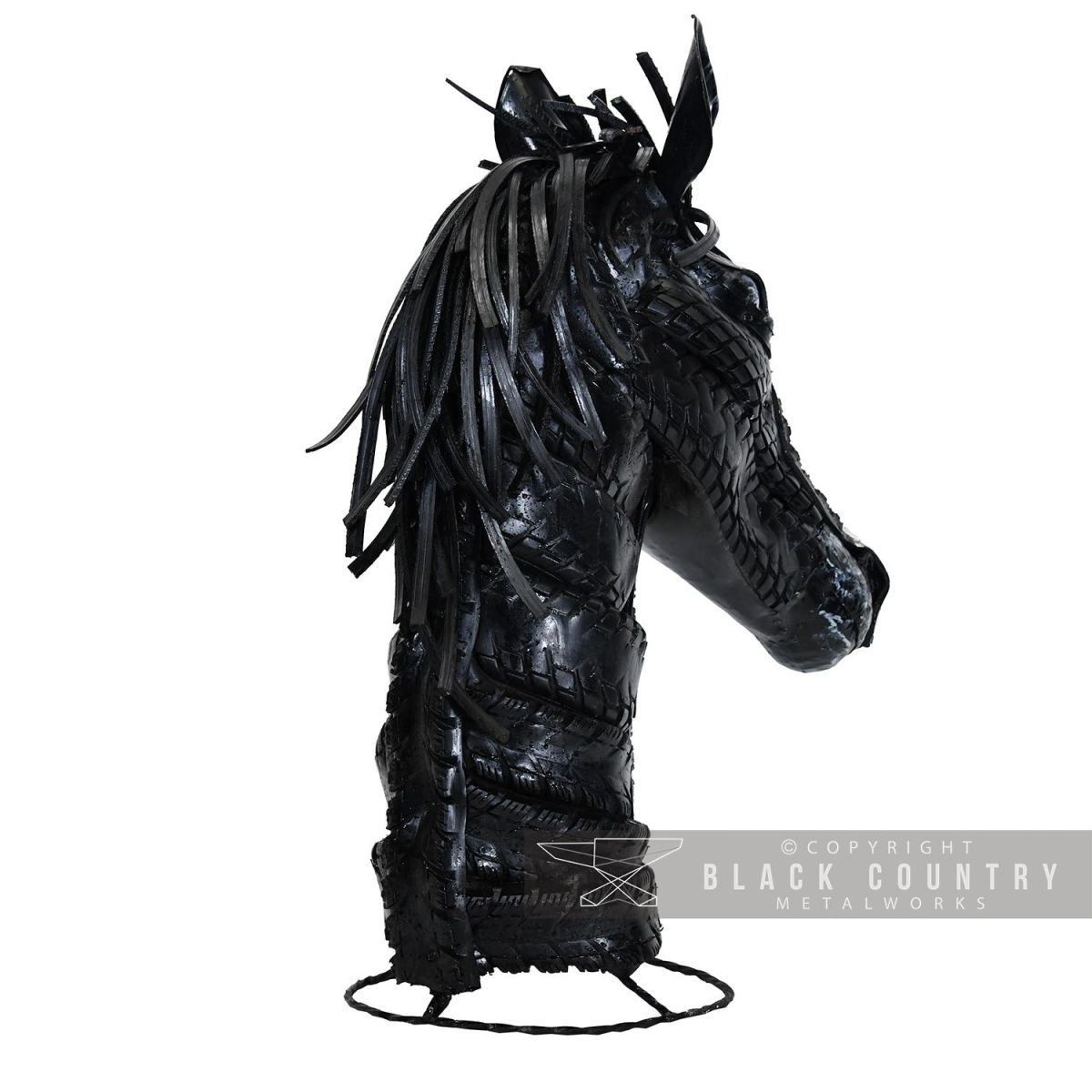 Horse Head Sculpture Made From Recycled Car Tyres