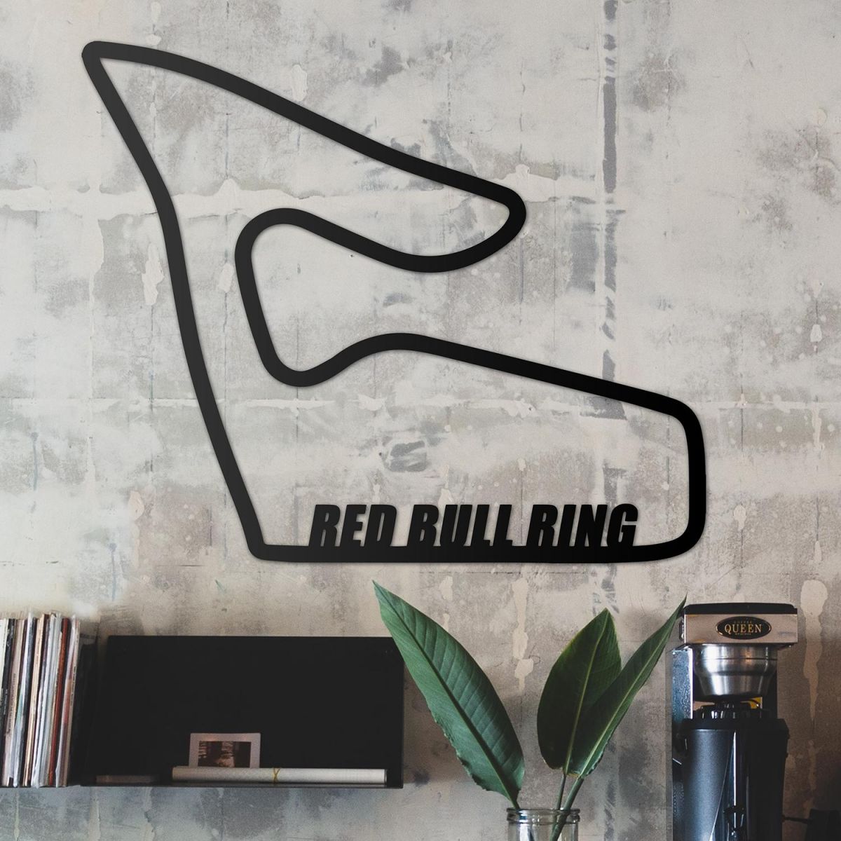 Red Bull Ring Motorsport Race Track Wall Art on the Wall Next to Plants