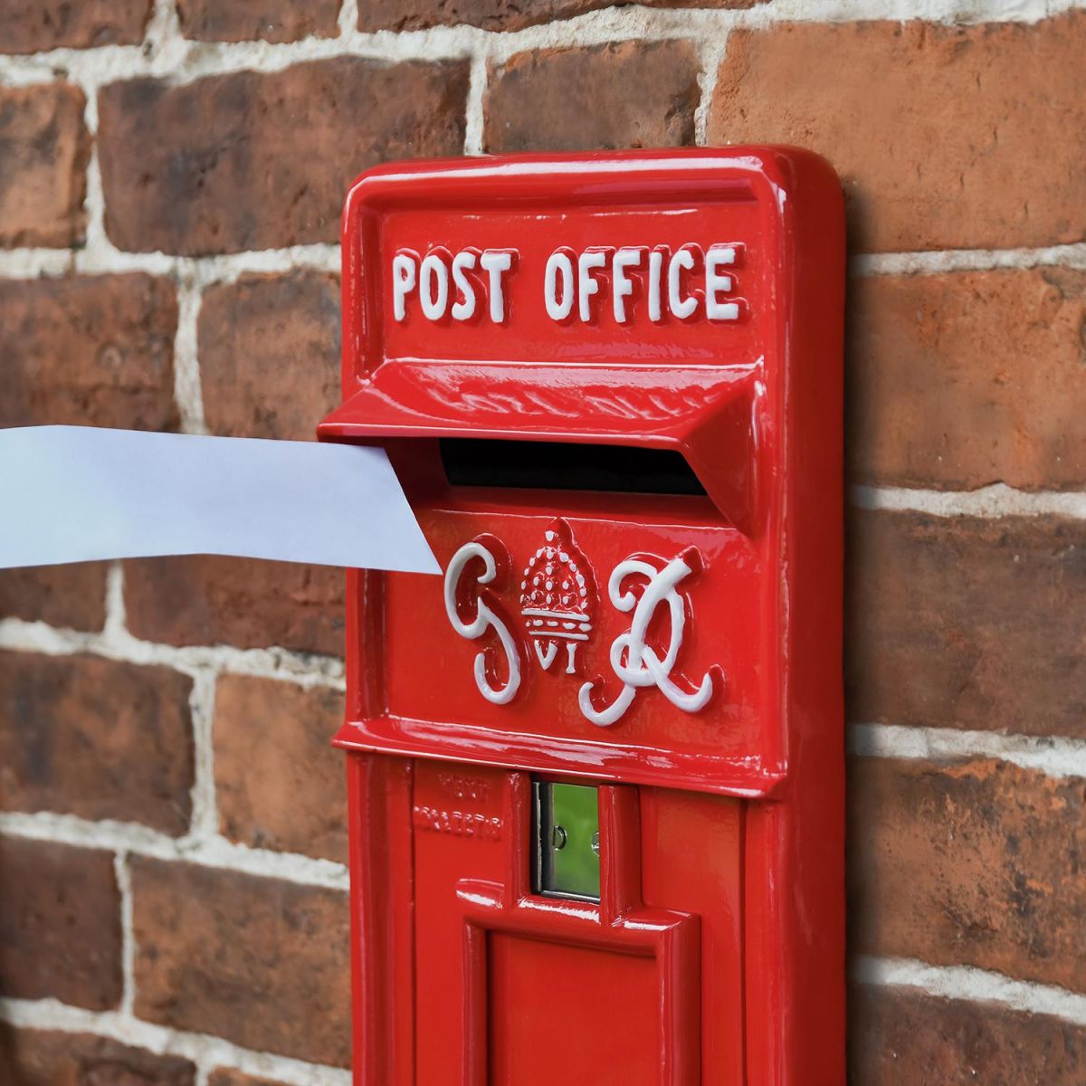 Red "King George" Rex Post Box Front to Scale