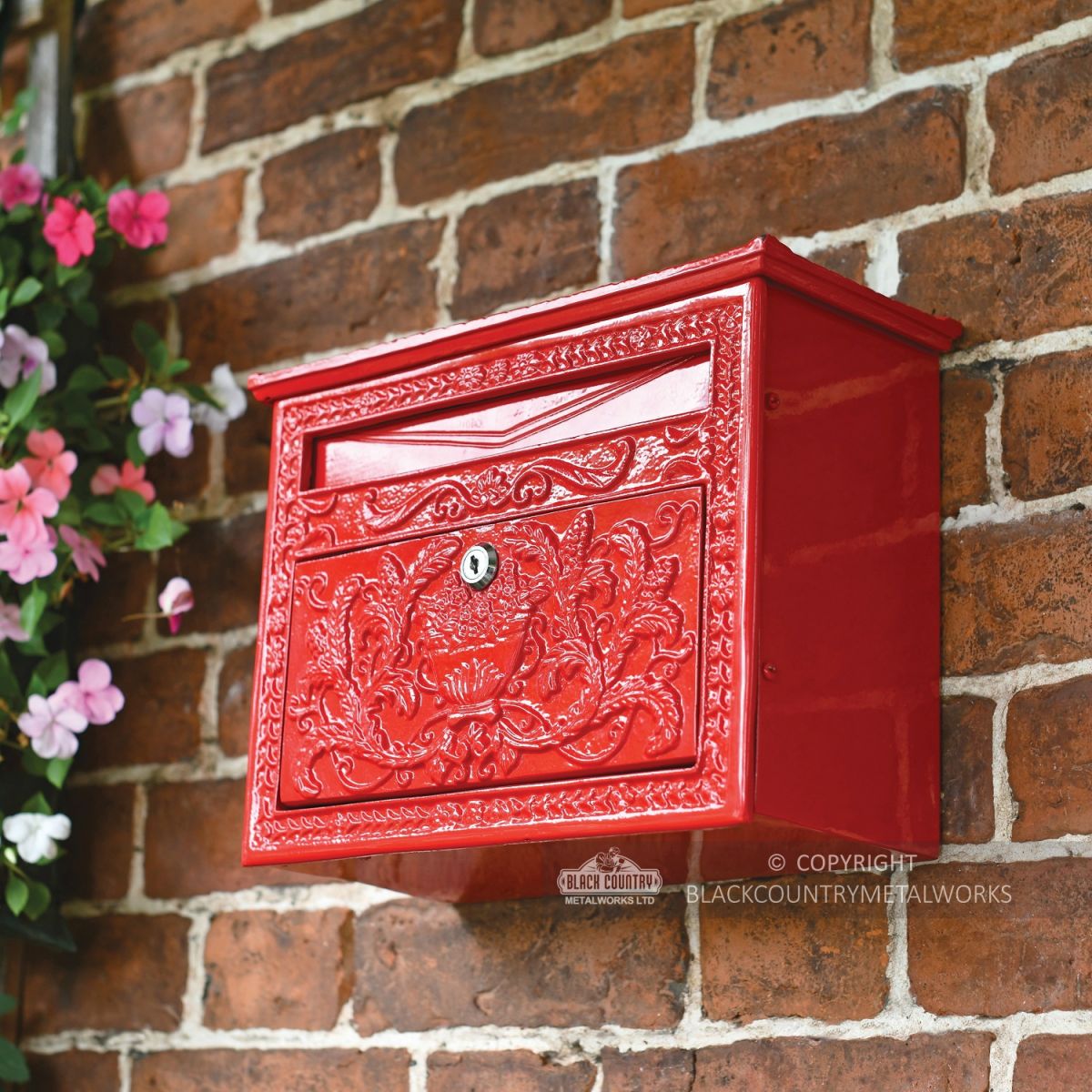 Red Ornate Wall Mounted Post Box