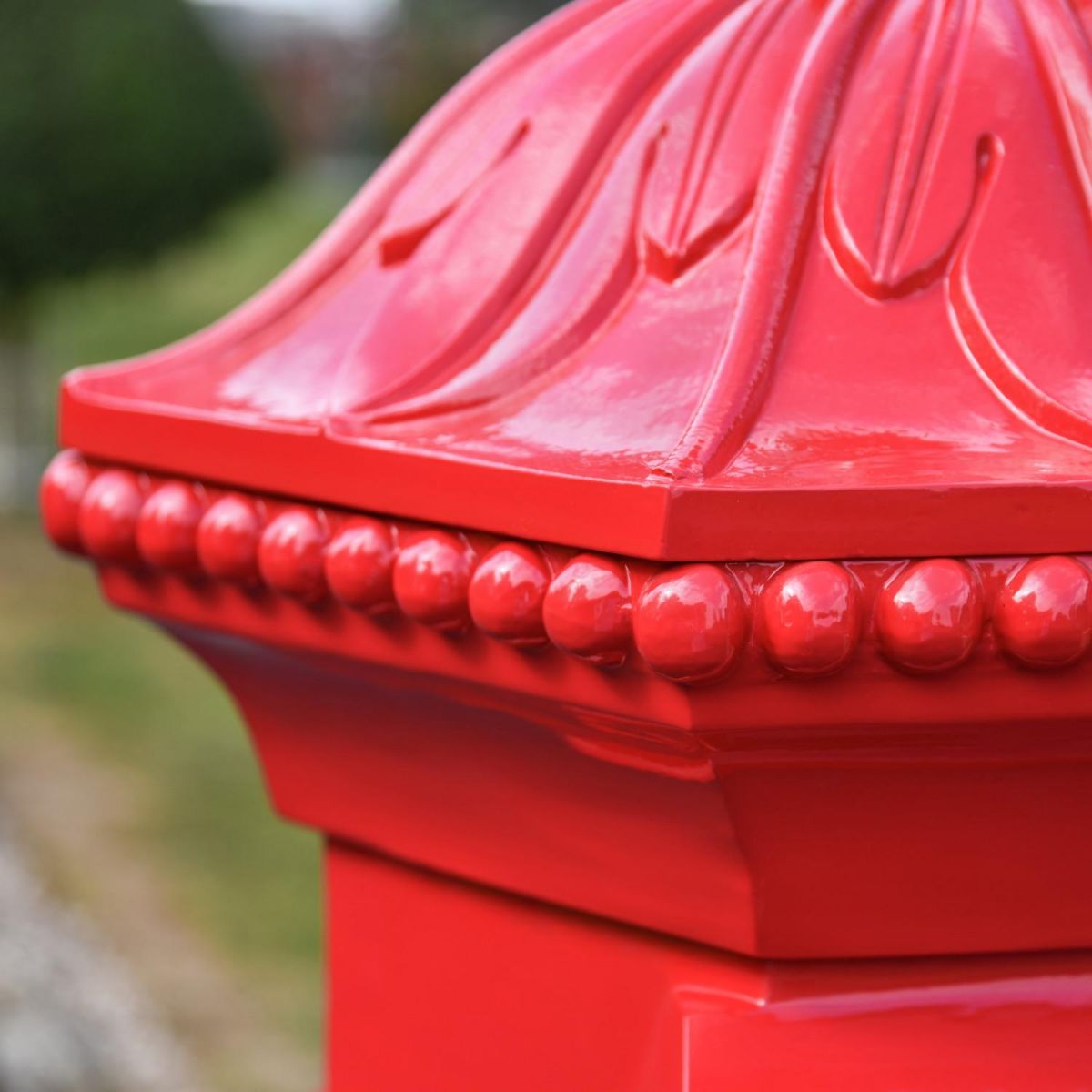 Close-Up of Red Finish on Penfold Pillar Post Box Close-Up of Red Finish on Penfold Pillar Post Box