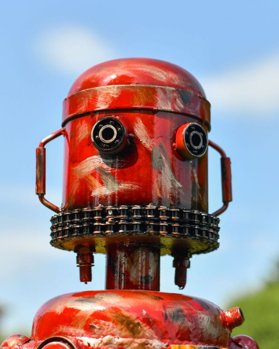 Close up of Red Robot Head Close up of Red Robot Head