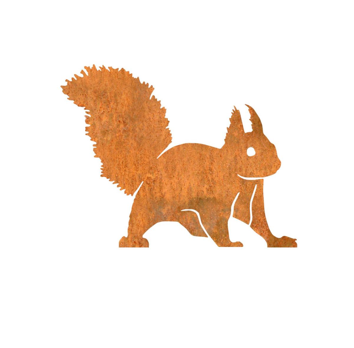 Red Squirrel Sheet Steel Fence Topper in Rustic Finish on White Background
