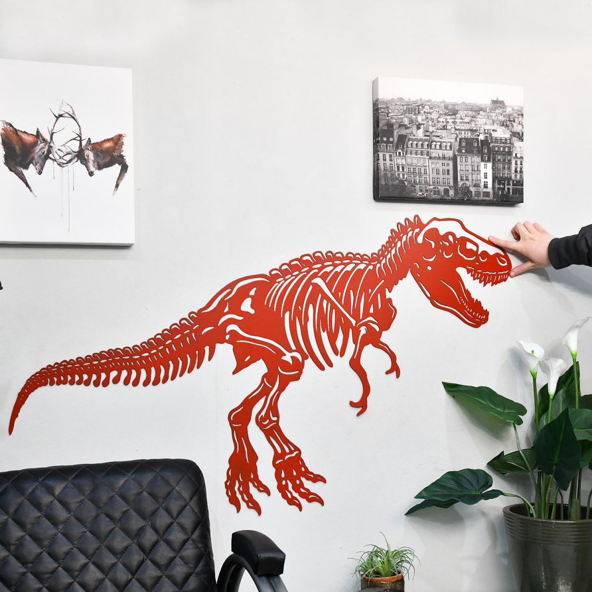 Red T-Rex Wall Art to Scale