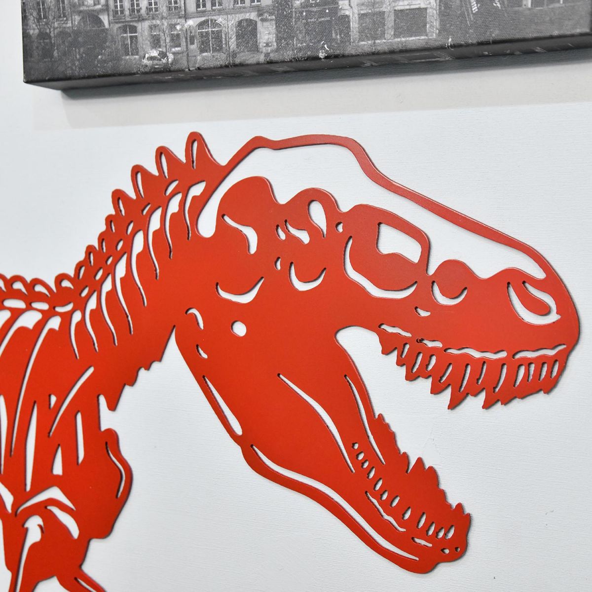 close-up of the Head of the Red T-Rex Wall Art