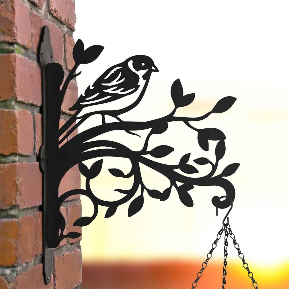 Reed Bunting on Branches Steel Hanging Basket Bracket