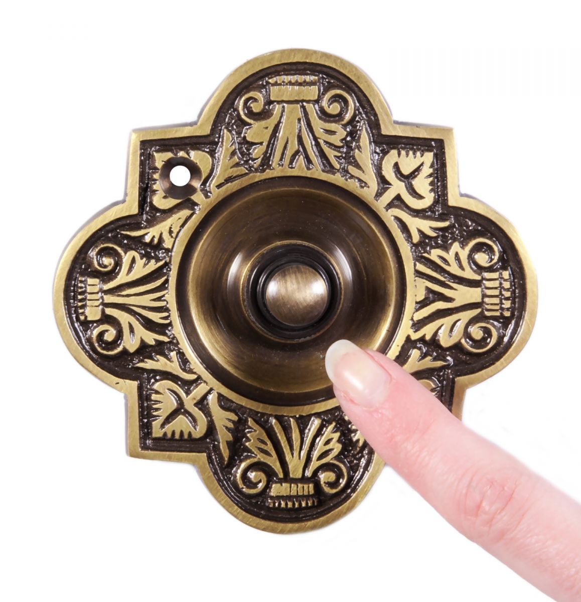 Beautiful antique brass door bell push