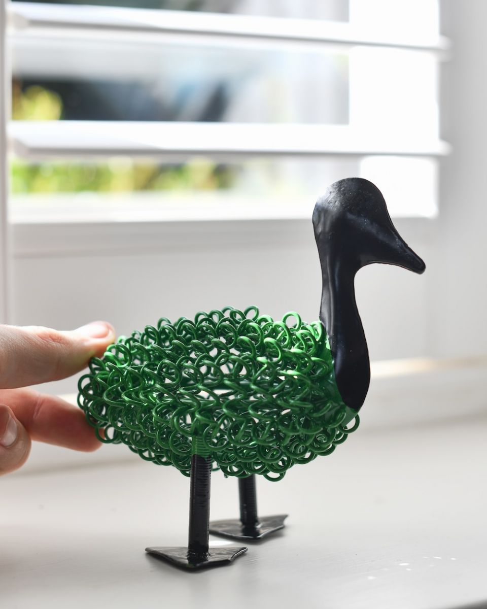 Scale image of recycled metal duck sculpture Scale image of recycled metal duck sculpture