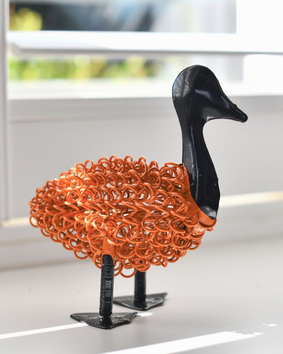 "Remi" the Recycled Metal Duck - Orange