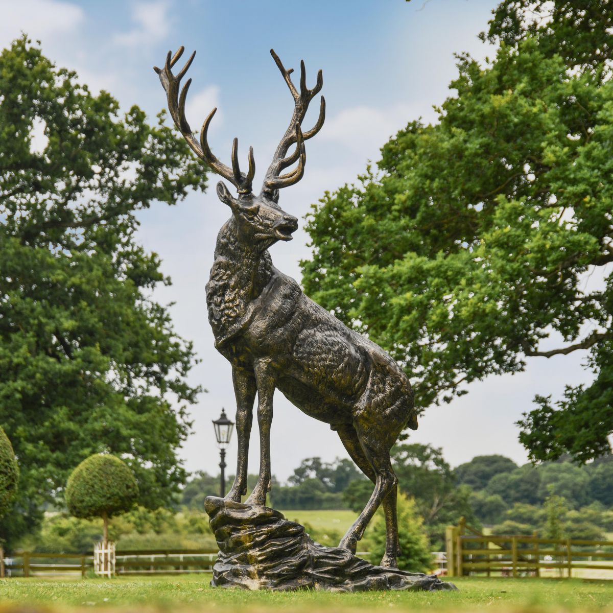 “Renwick” Stag on Rock Sculpture in Situ