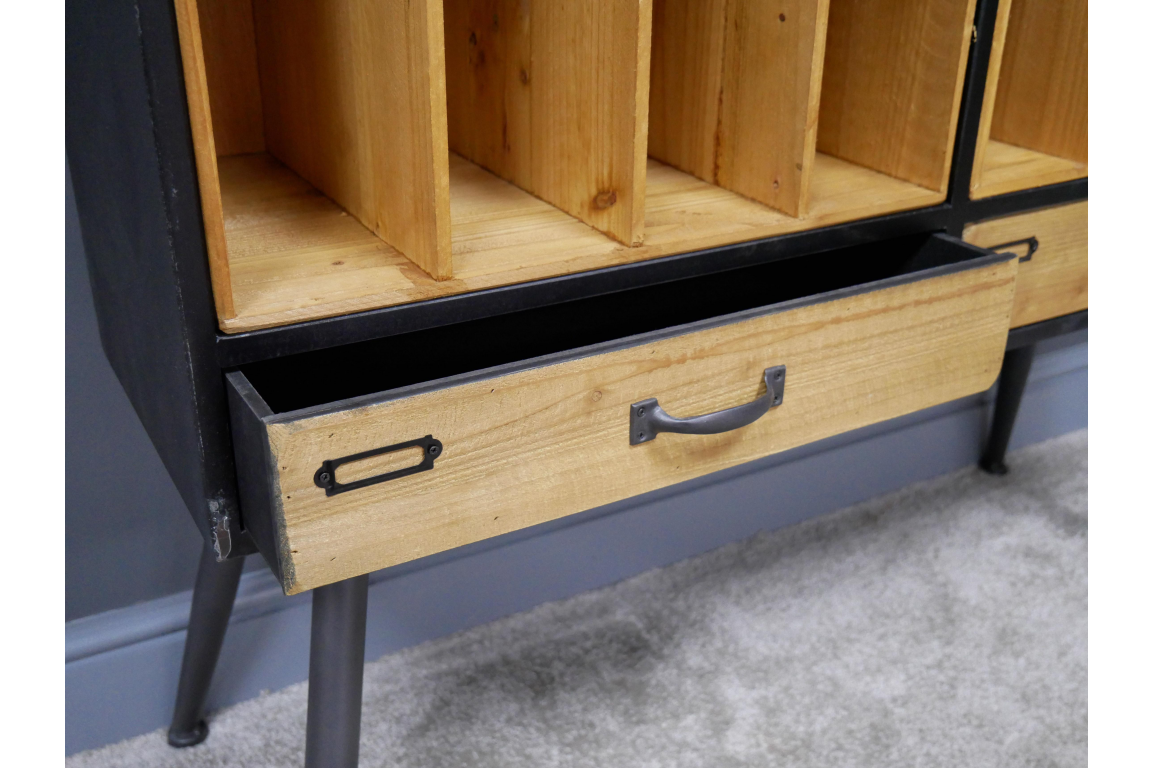 Wood & Metal Large Filing Cabinet with Two Drawers