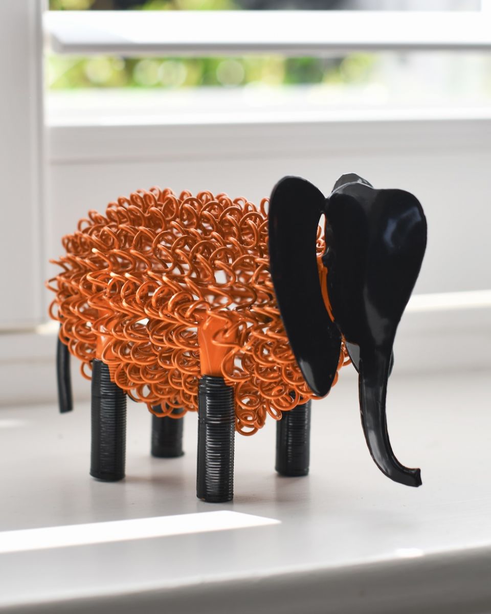 "Rhea" the Recycled Metal Elephant - Orange "Rhea" the Recycled Metal Elephant - Orange