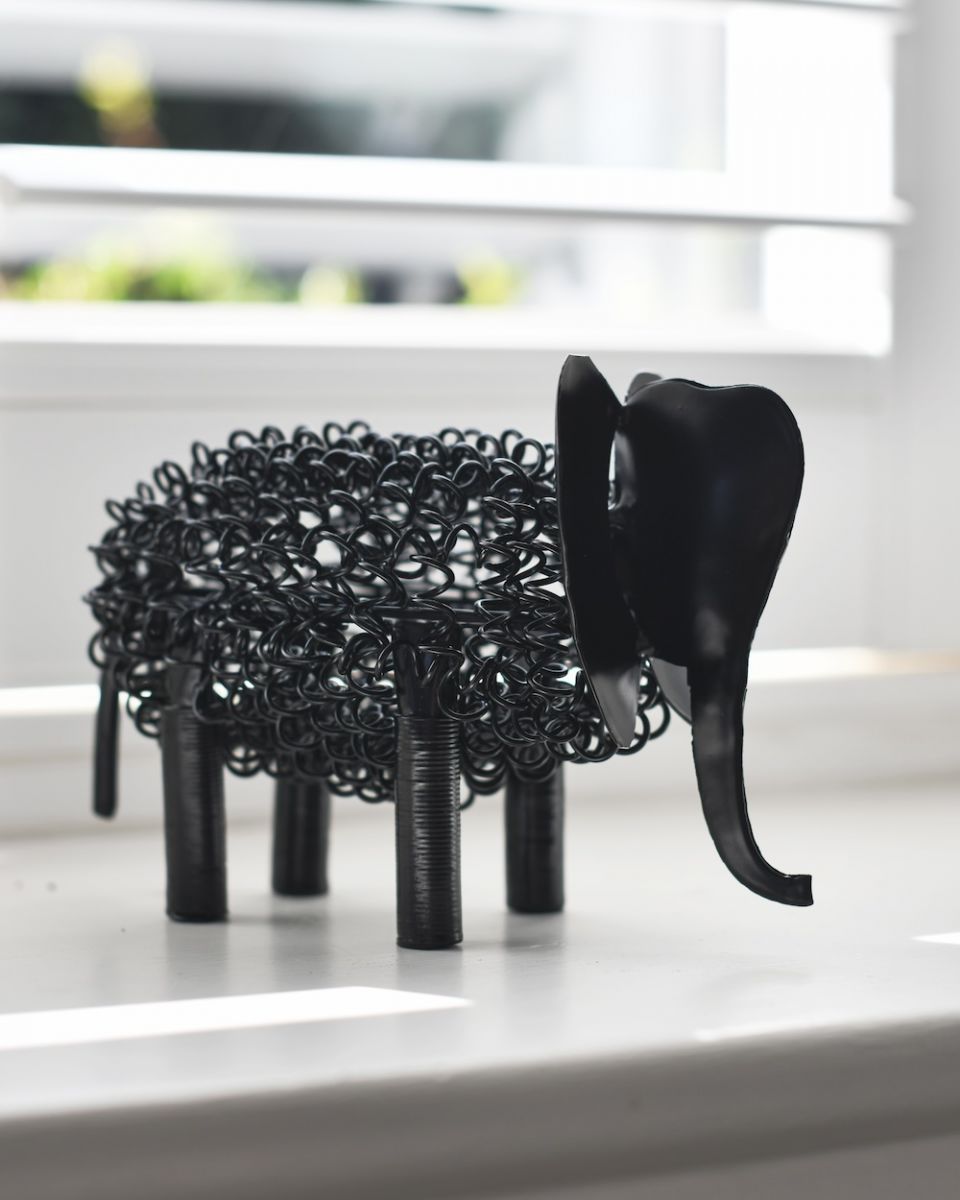 "Rhea" the Recycled Metal Elephant - Black "Rhea" the Recycled Metal Elephant - Black