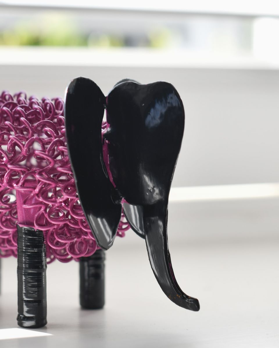 Close up of face detail on scrap metal art sculpture Close up of face detail on scrap metal art sculpture