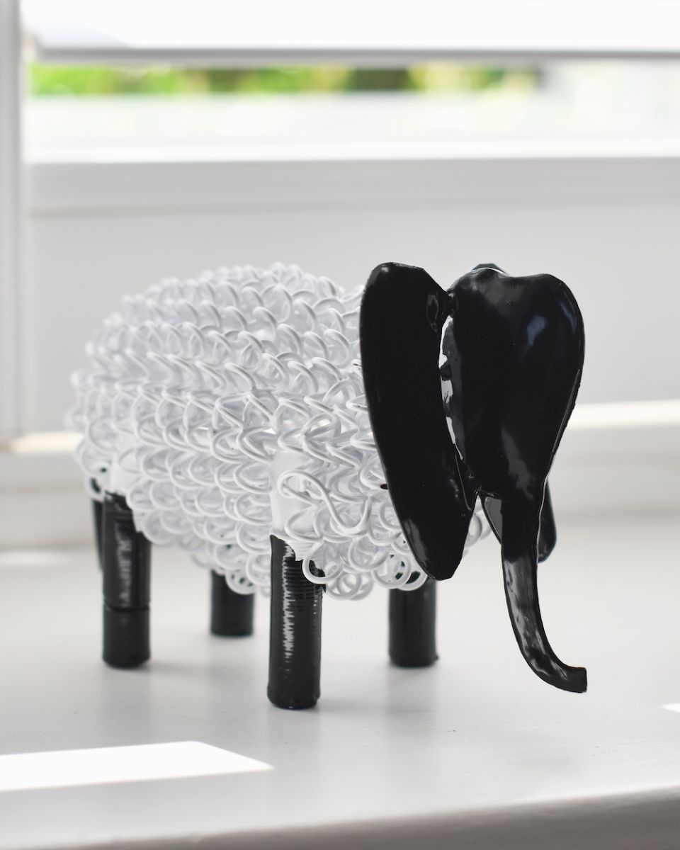 "Rhea" the Recycled Metal Elephant - White "Rhea" the Recycled Metal Elephant - White