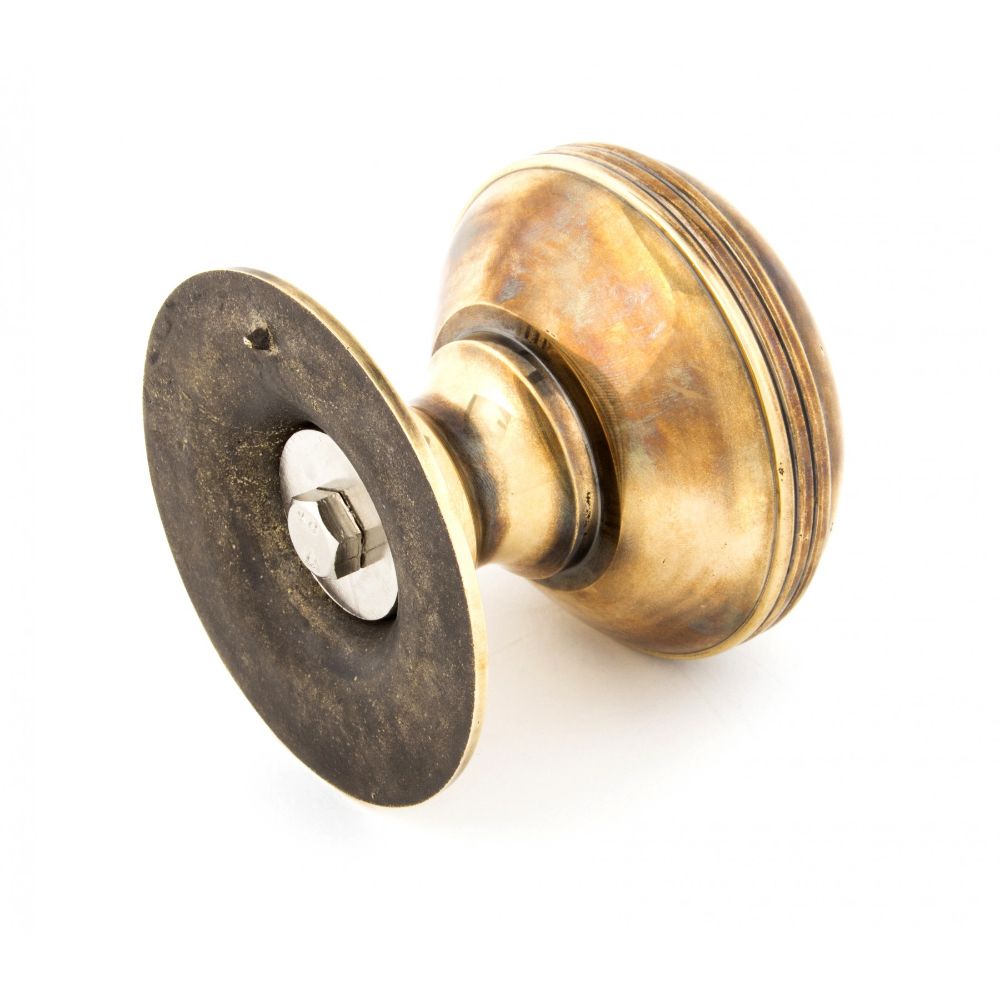 Ribbed Antique Brass Centre Door Knob Set Ribbed Antique Brass Centre Door Knob Set