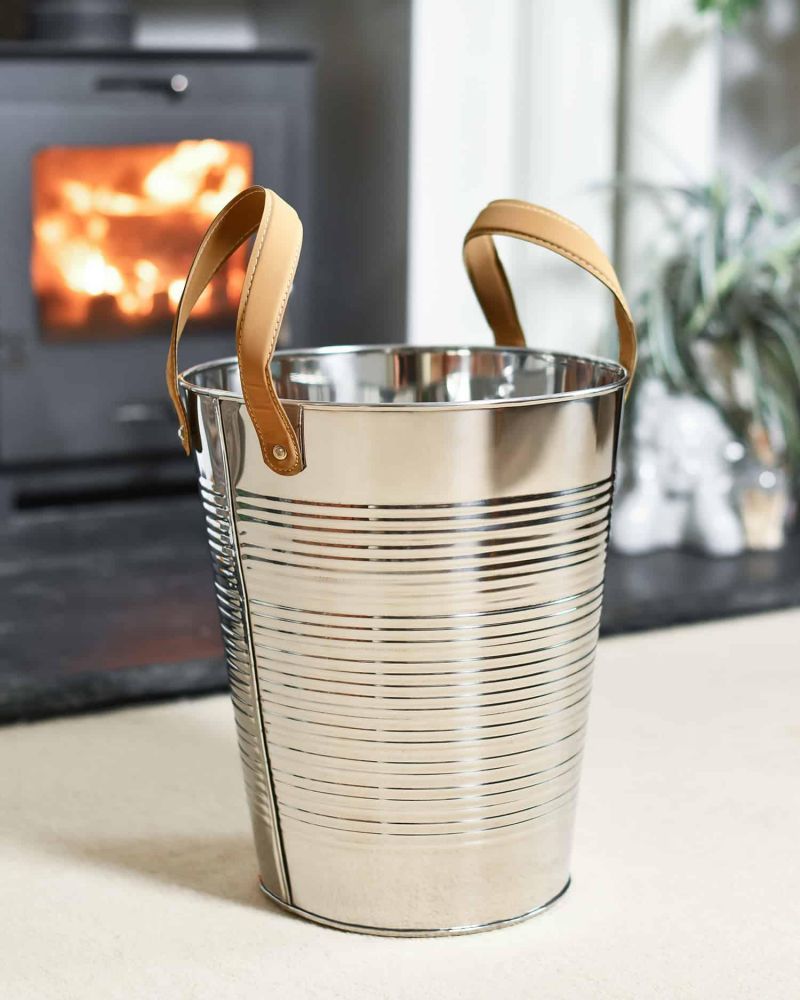 "Kinsbury" Ribbed Stainless Steel Log Holder