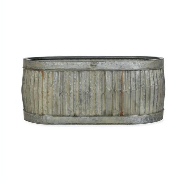 Ribbed Steel Oval Planter in a Traditional Design
