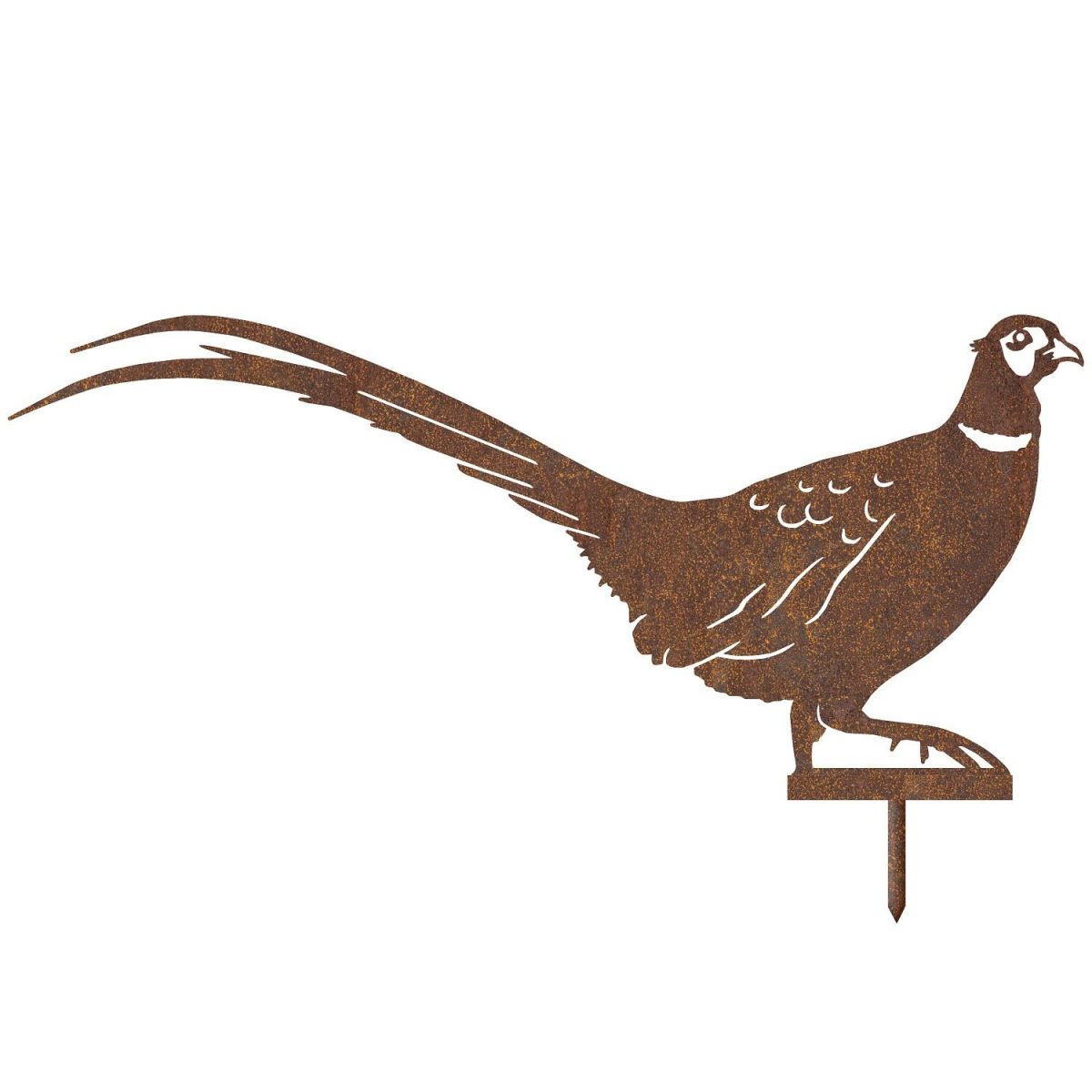 Ring-necked Pheasant Silhouette on Spike in Rustic Finish 