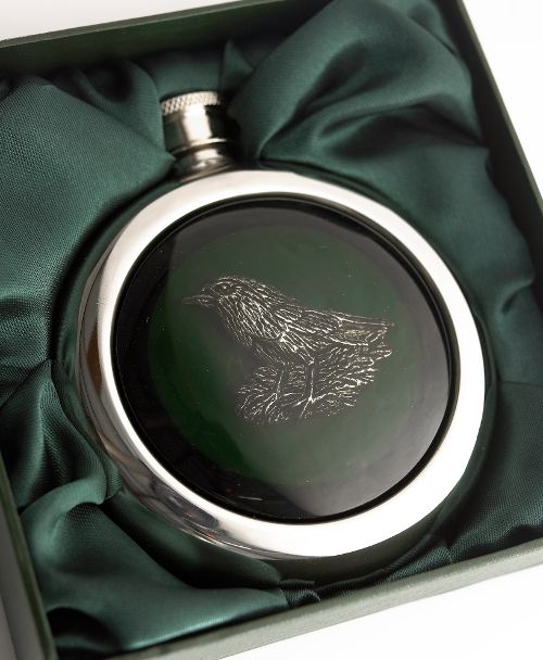 "Nesting Robin" Stainless steel whiskey hip flask "Nesting Robin" Stainless steel whiskey hip flask