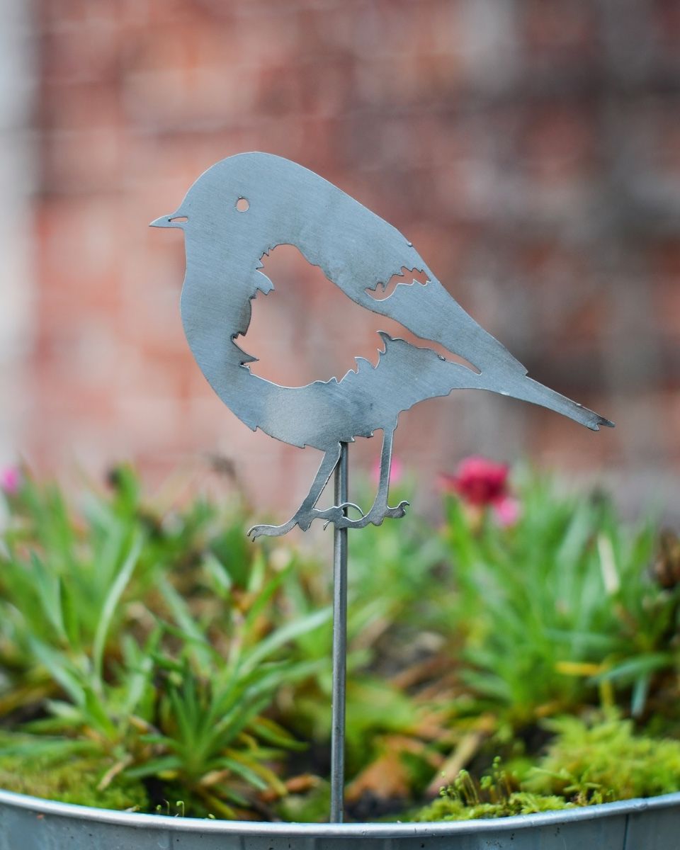 Robin Artistic Plant Pot Spike - Set of Two