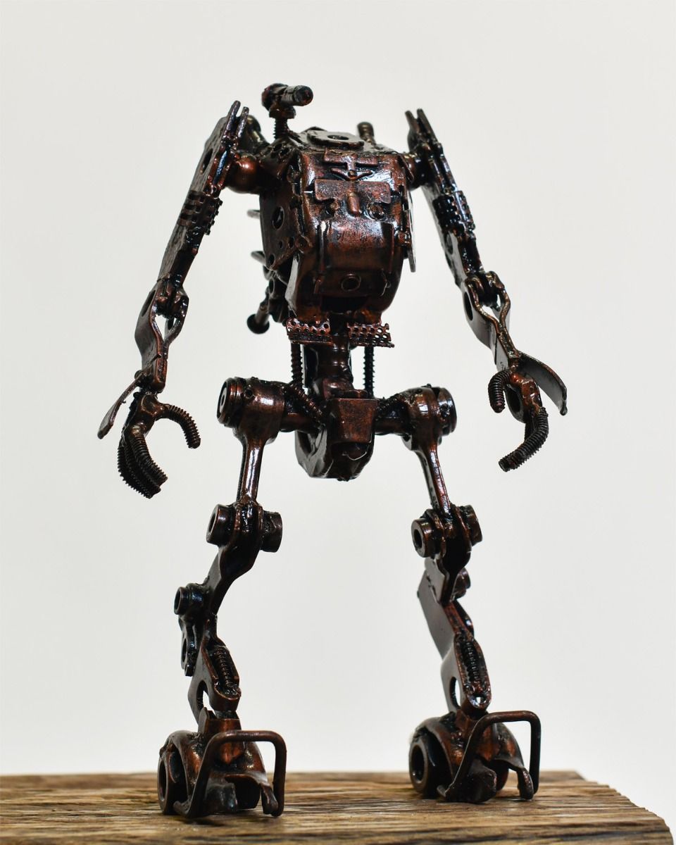 Recycled Metal Parts "Pilot Robot" Ornament 