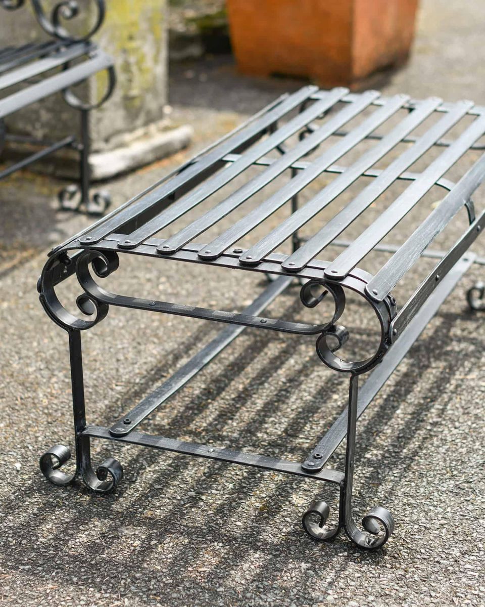 Close-Up of Robust Black “Chatham" Park Table in Situ