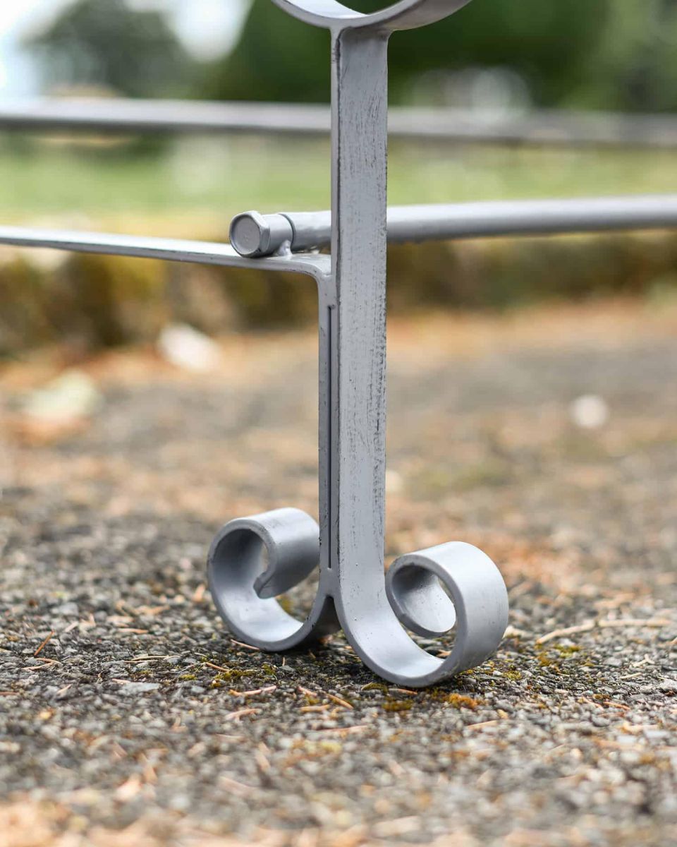 Close-Up of Integral Feet for Grey Robust “Chatham" Three Seater Park Bench