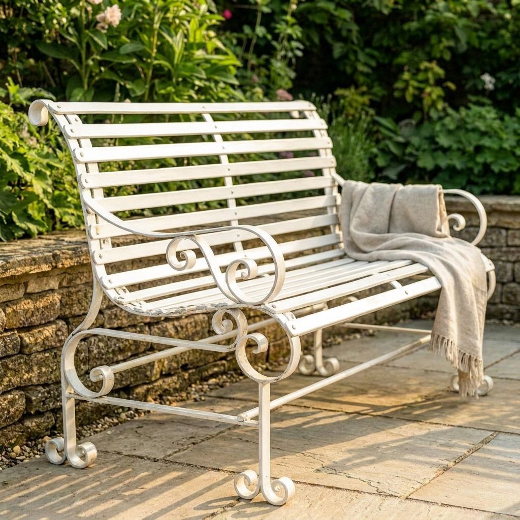Robust "Chatham" One Seater & Two Seater Park Bench Combo - Cream Digital Illustration Bench Close Up