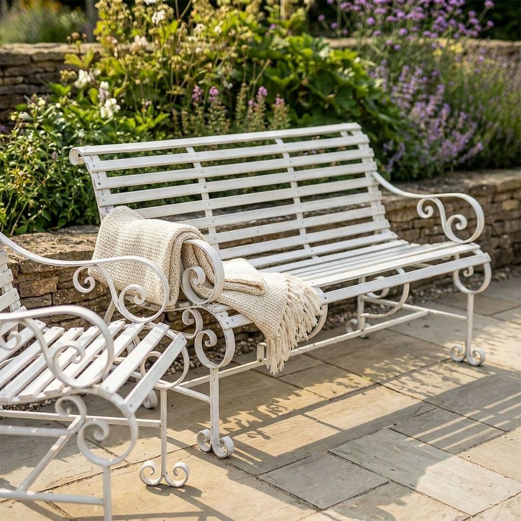 Robust "Chatham" One & Three Seater Park Bench Set - Cream Digital Illustration blanket