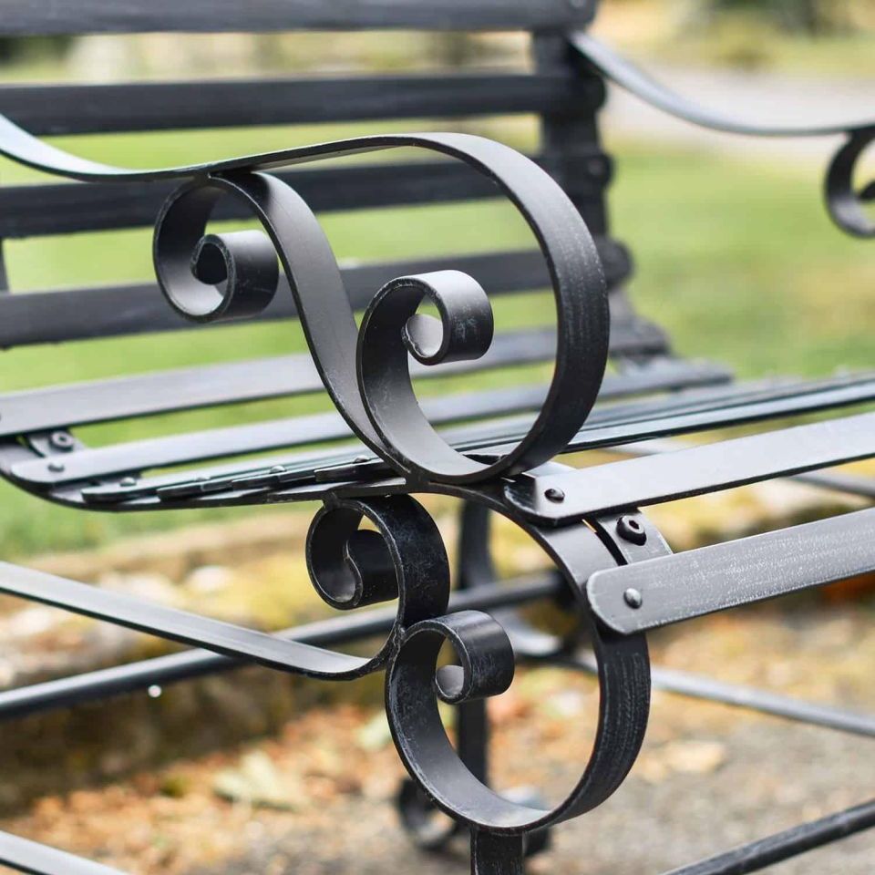 Robust "Chatham" One & Two Seater Park Bench Combo - Black Arm Close up Digital Illustration