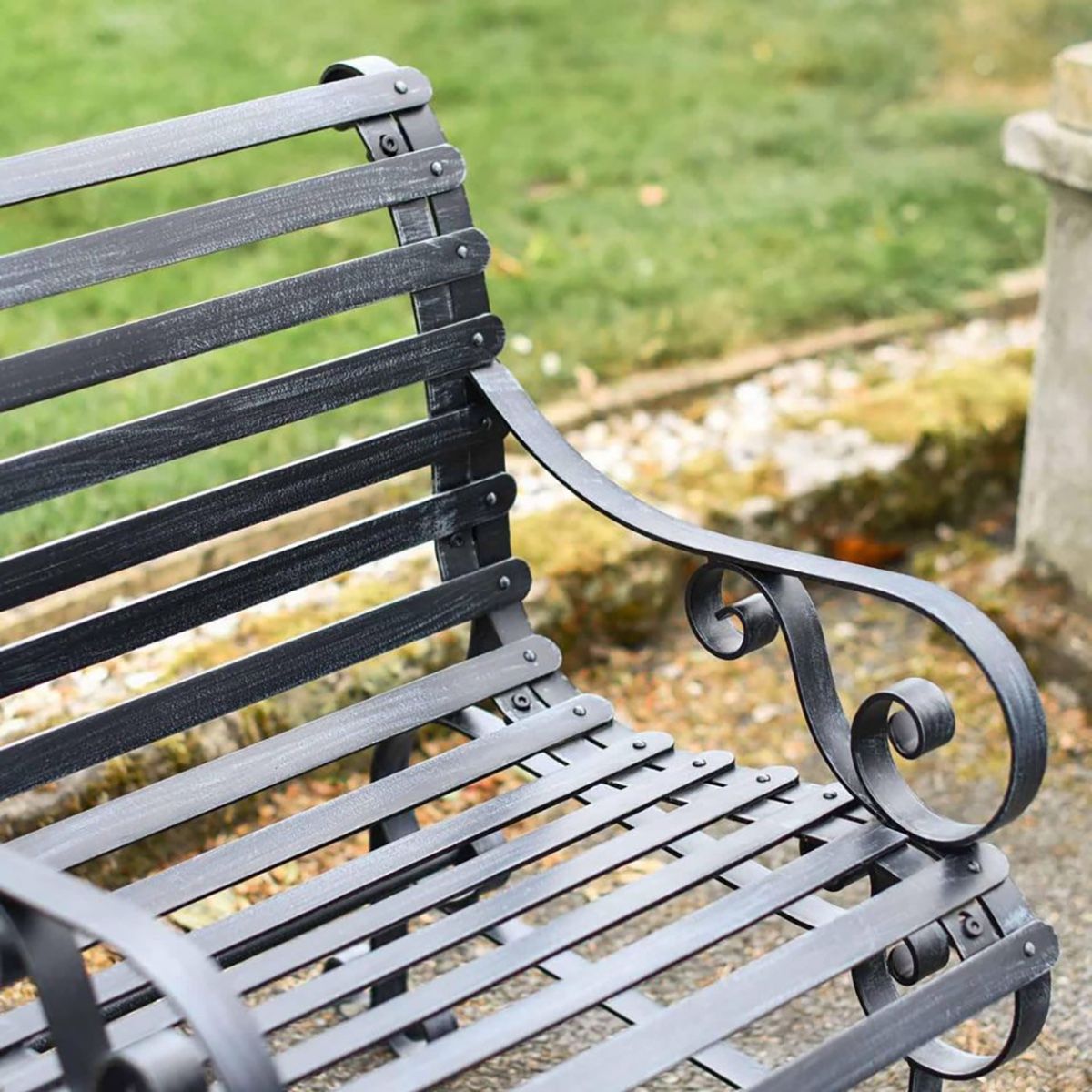 Robust "Chatham" One & Two Seater Park Bench Combo - Black Close up Digital Illustration