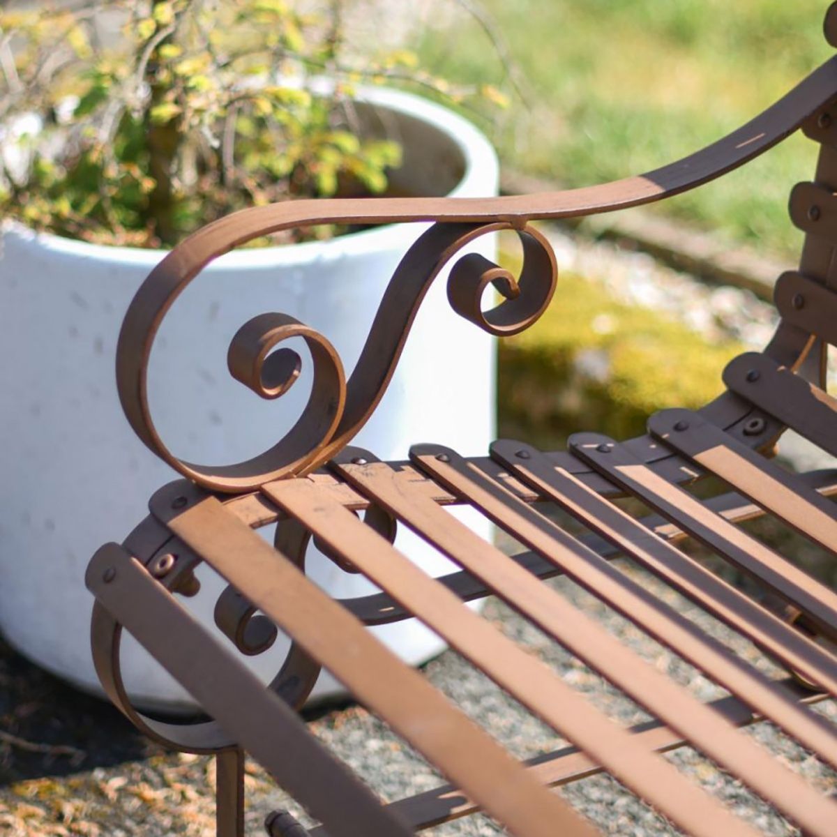 Robust "Chatham" One & Two Seater Park Bench Combo - Rustic Wrought Iron Digital illustration Foot close up1