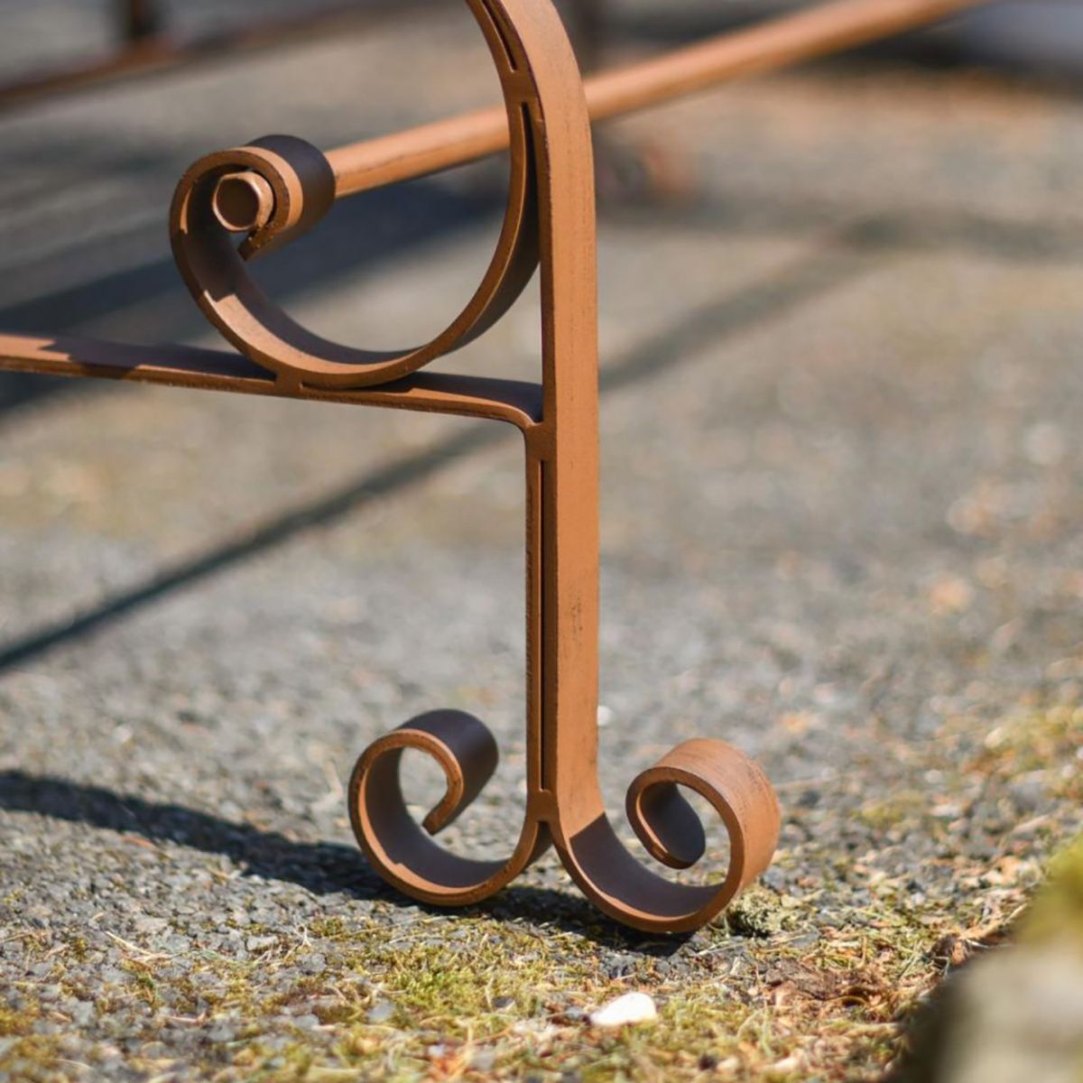Robust "Chatham" One & Two Seater Park Bench Combo - Rustic Wrought Iron Digital illustration Foot close up