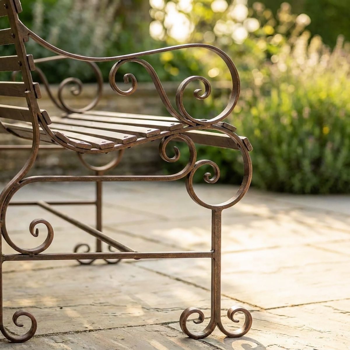 Robust "Chatham" One & Two Seater Park Bench Combo - Rustic Wrought Iron Digital illustration Leg close up