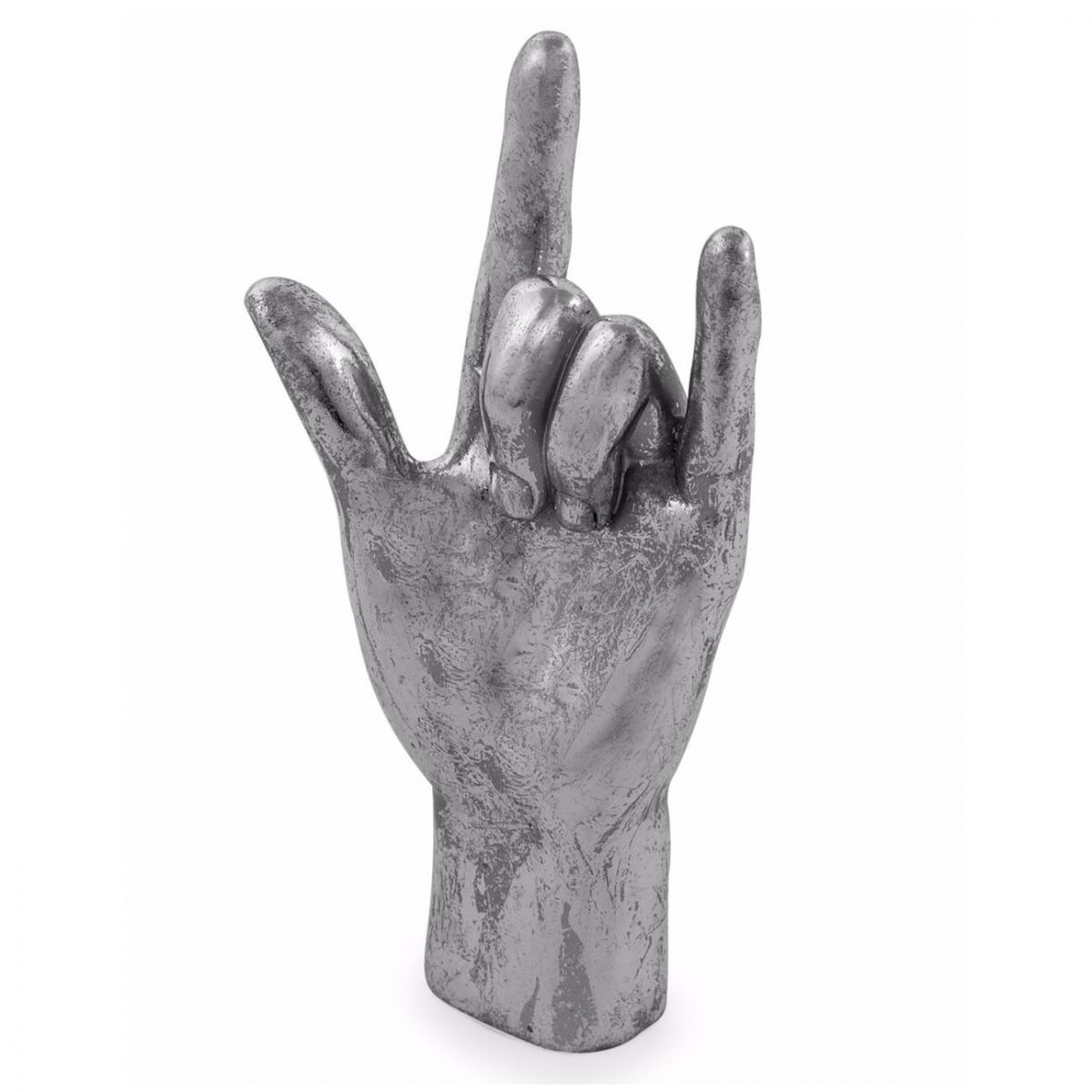 "Rock On Hand" Sign Ornament in a Silver Finish