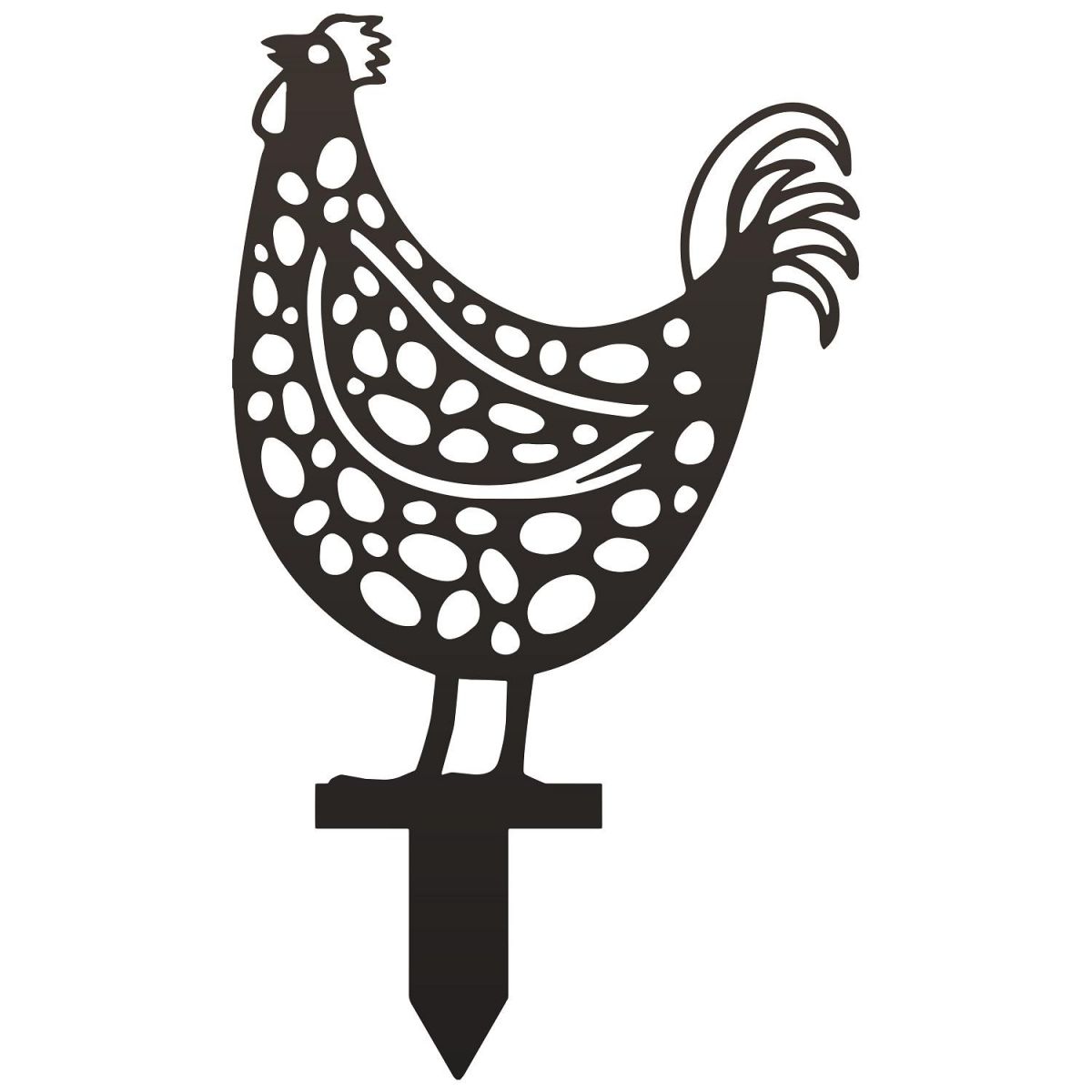 Black Spotted Rooster Silhouette with Spike  Black Spotted Rooster Silhouette with Spike