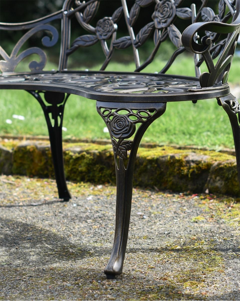Rose Design on Metal Bench Leg 