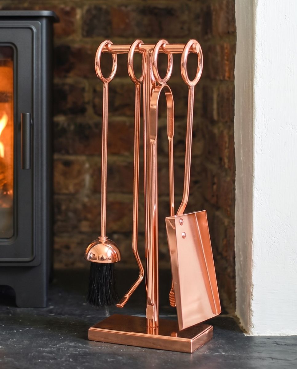 Rose Gold Contemporary Loop Handle Four Piece Companion Set - 42cm Digital illustration