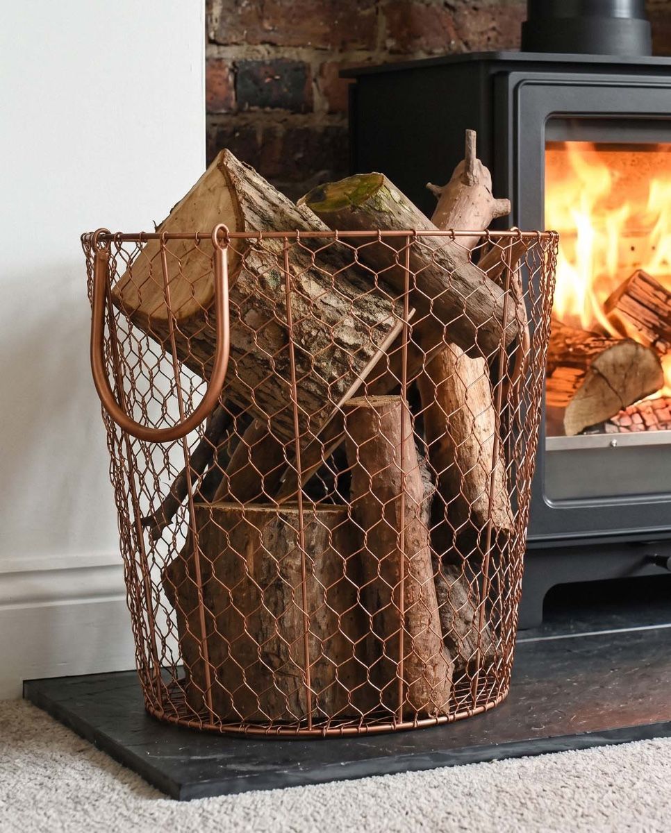 Rose Gold Wire Log Basket in Situ Digital Illustration