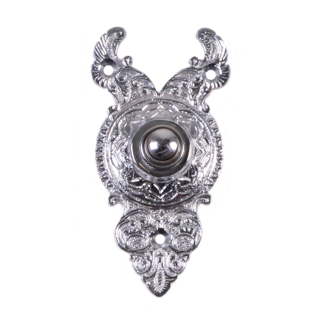 Bright Chrome Ornate Bell Push finished in Bright Chrome Bright Chrome Ornate Bell Push finished in Bright Chrome