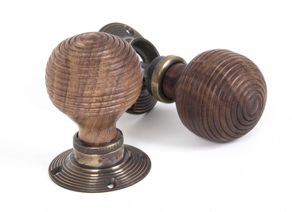 Rosewood & Antique Brass Door Knob Set