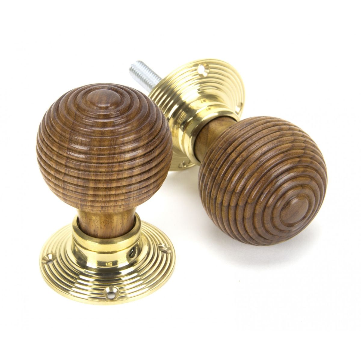 Rosewood Door Knobs & Polished Brass Roses