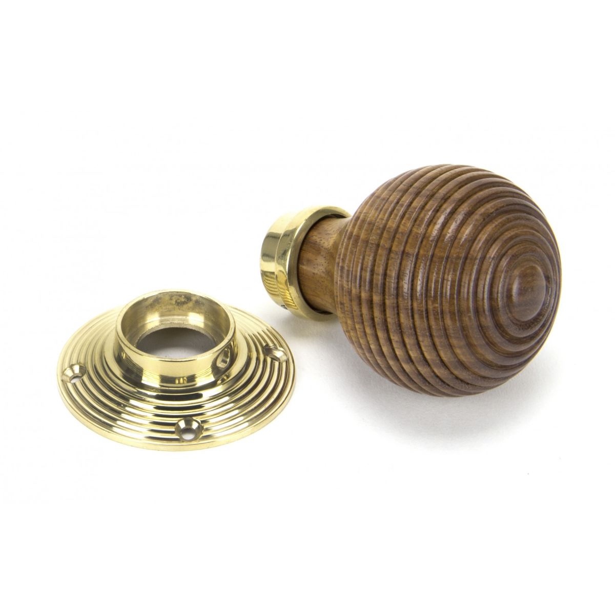 Rosewood Door Knobs & Polished Brass Roses