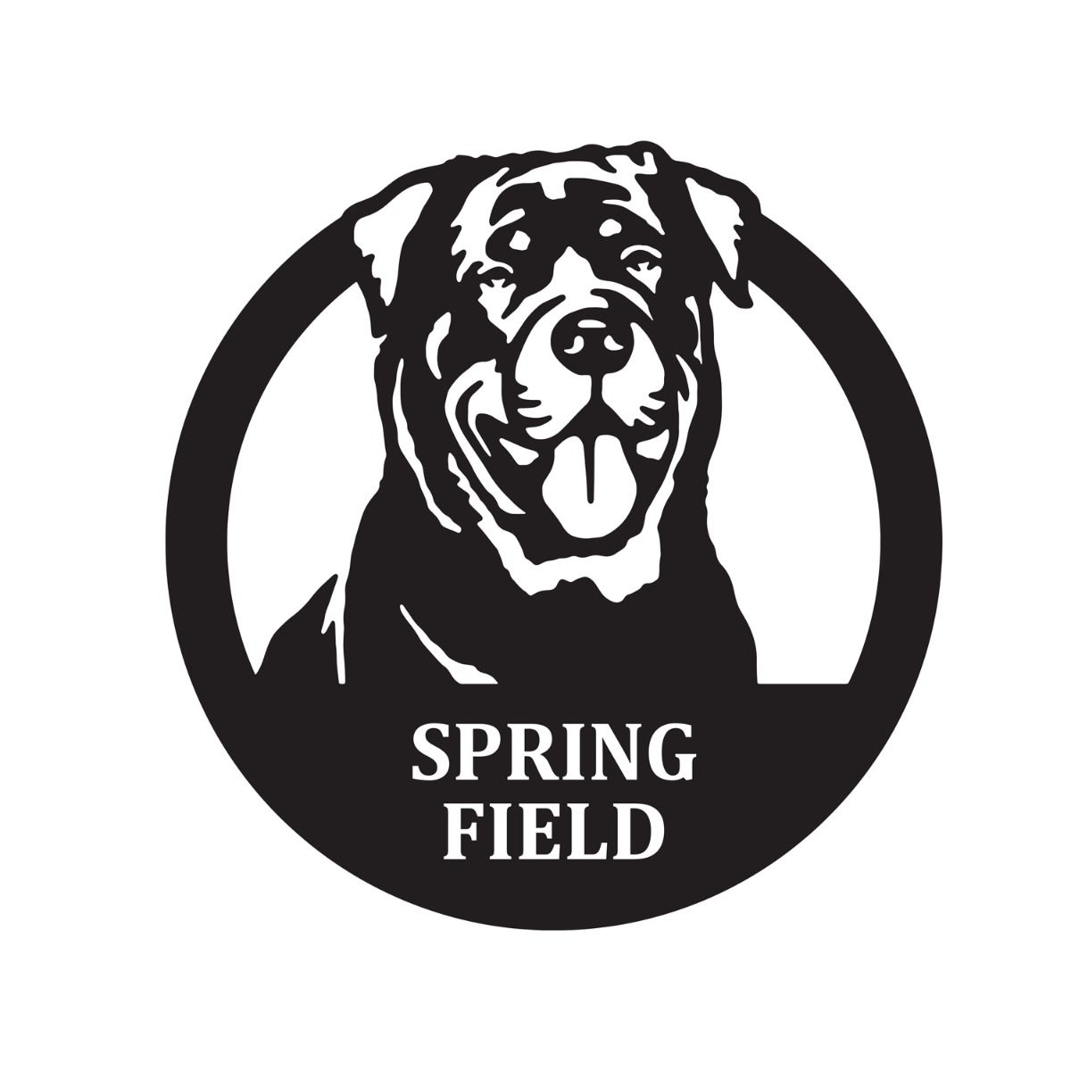 Metal Dog Address Sign on White Background 