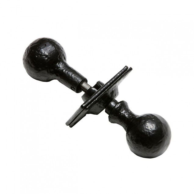 Round Black Door Knob Set With Escutcheons