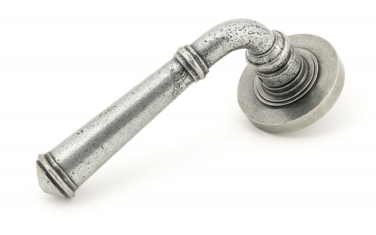 Rounded Pewter Lever Door Handle on Rose Handle Rounded Pewter Lever Door Handle on Rose Handle