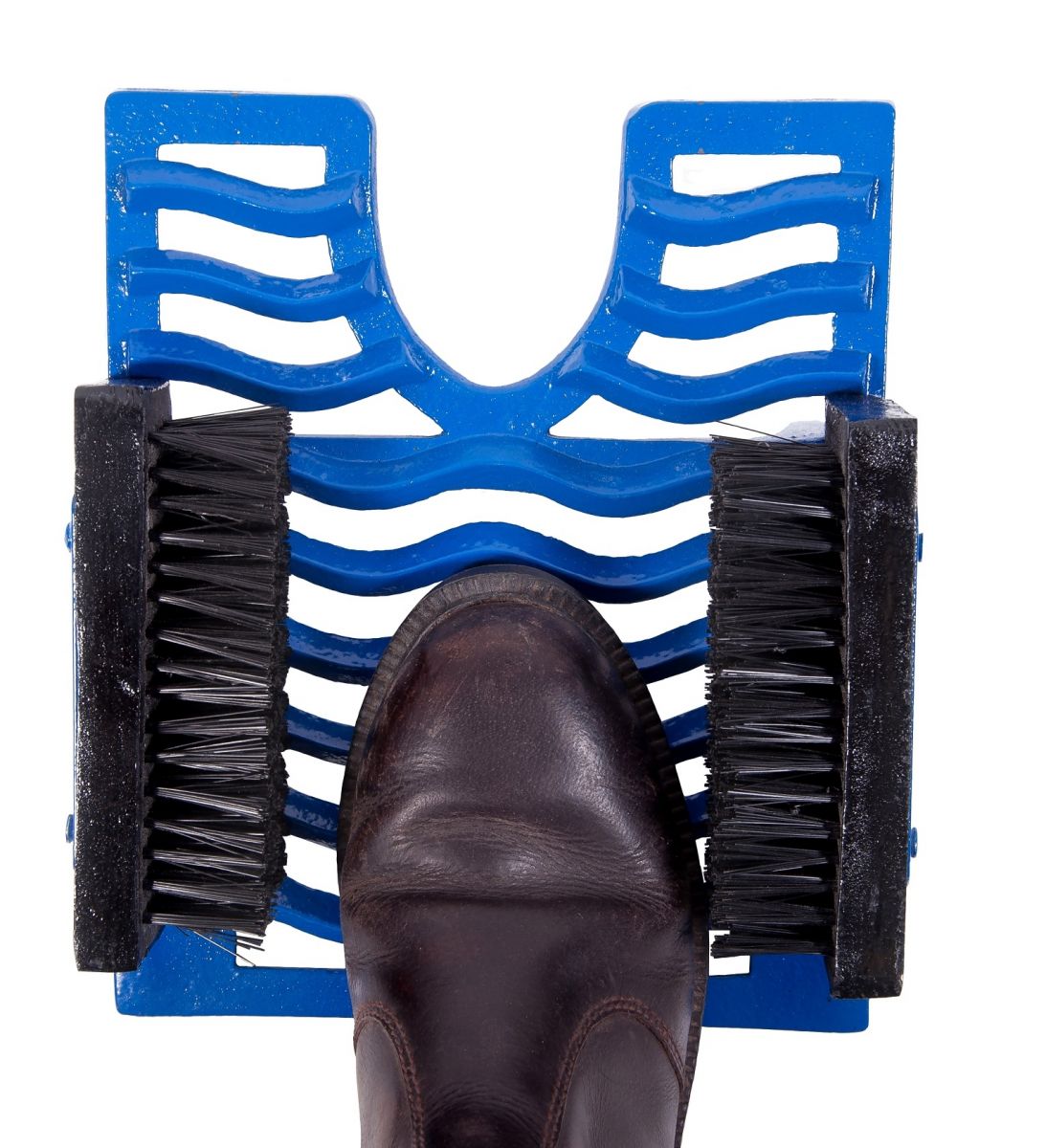 bright blue three in one boot brush, jack and scraper